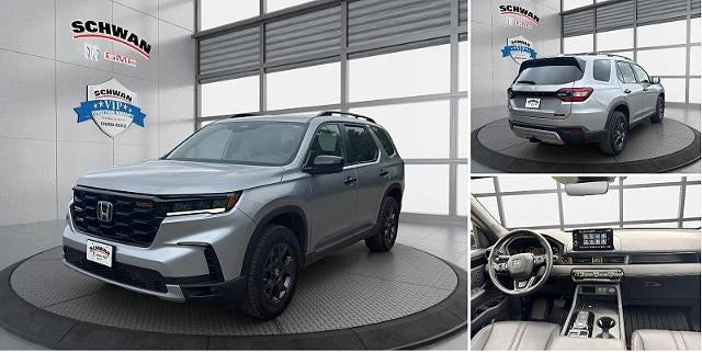 2025 Honda Pilot TrailSport in Silver — front three-quarter view