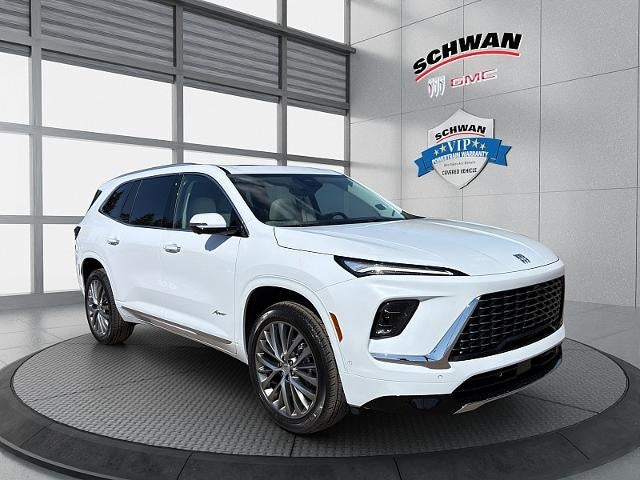 2026 Buick Enclave Avenir in Iridescent White Tricoat — front three-quarter view